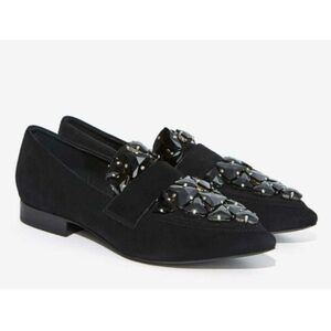 Jeffrey Campbell Loafers Size 10 Belanger Suede Leather Embellished Pointed Toe